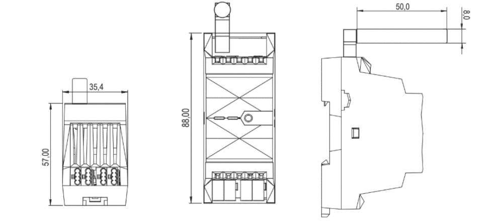 Produktmaßzeichnung Loxone Air Base Extension