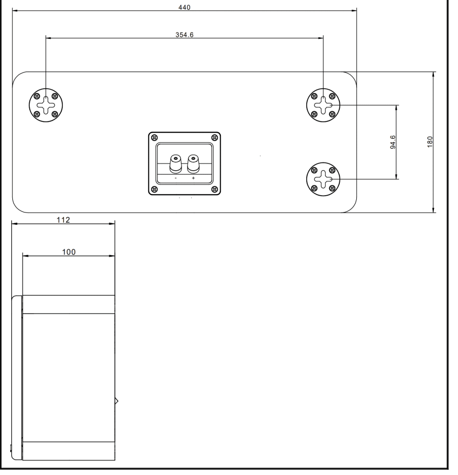 Produktmaßzeichnung Loxone Wall Speaker Schwarz