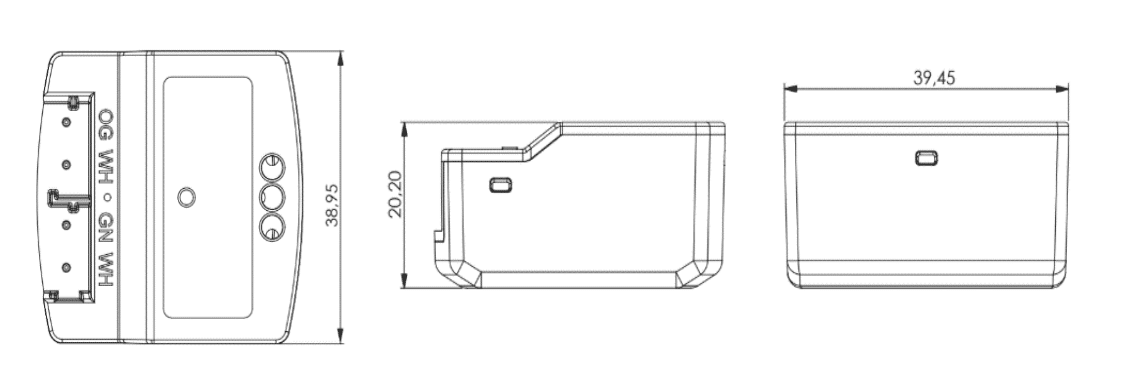 Produktmaßzeichnung Loxone Nano Motor Controller Tree