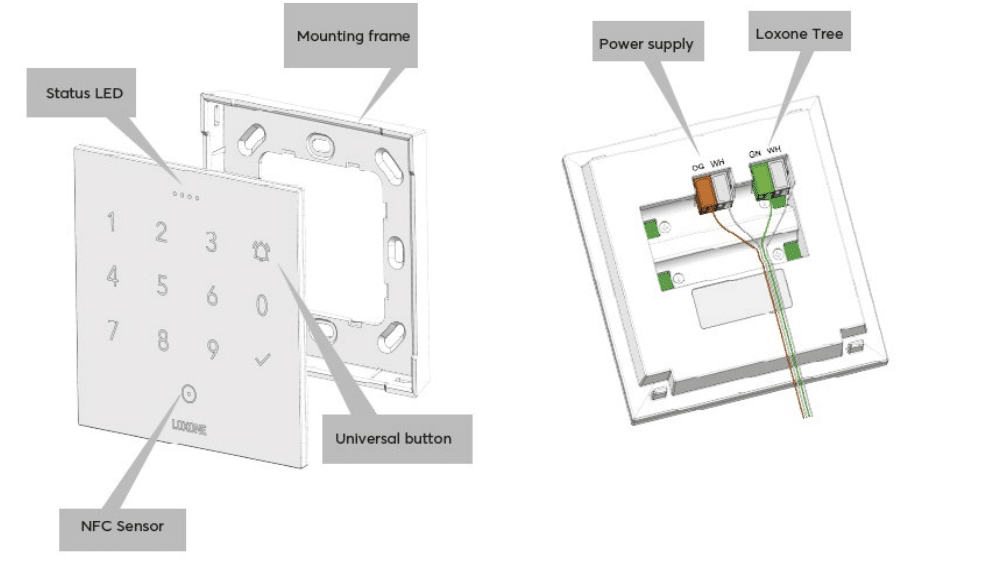 Anschlussplan NFC Code Touch Tree Samtweiß (RAL 9002)
