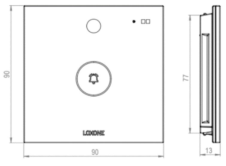Produktmaßzeichnung Intercom Samtweiß (RAL 9002)