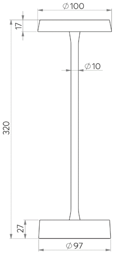 Produktmaßzeichnung Loxone Table Lamp Air Anthrazit