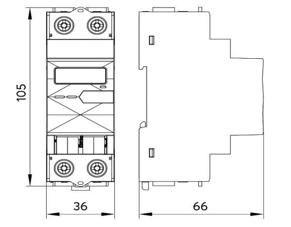 Produktmaßzeichnung Loxone Energy Meter 1-Phase Tree