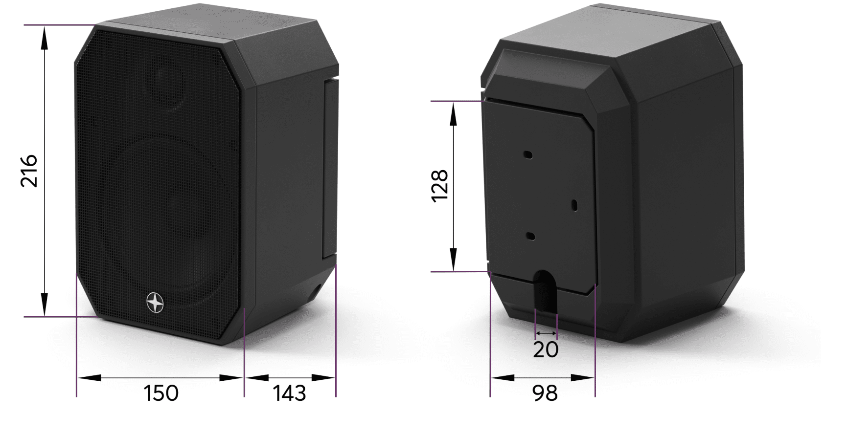 Produktmaßzeichnung Loxone Satellite Speaker IP64 Client Weiß