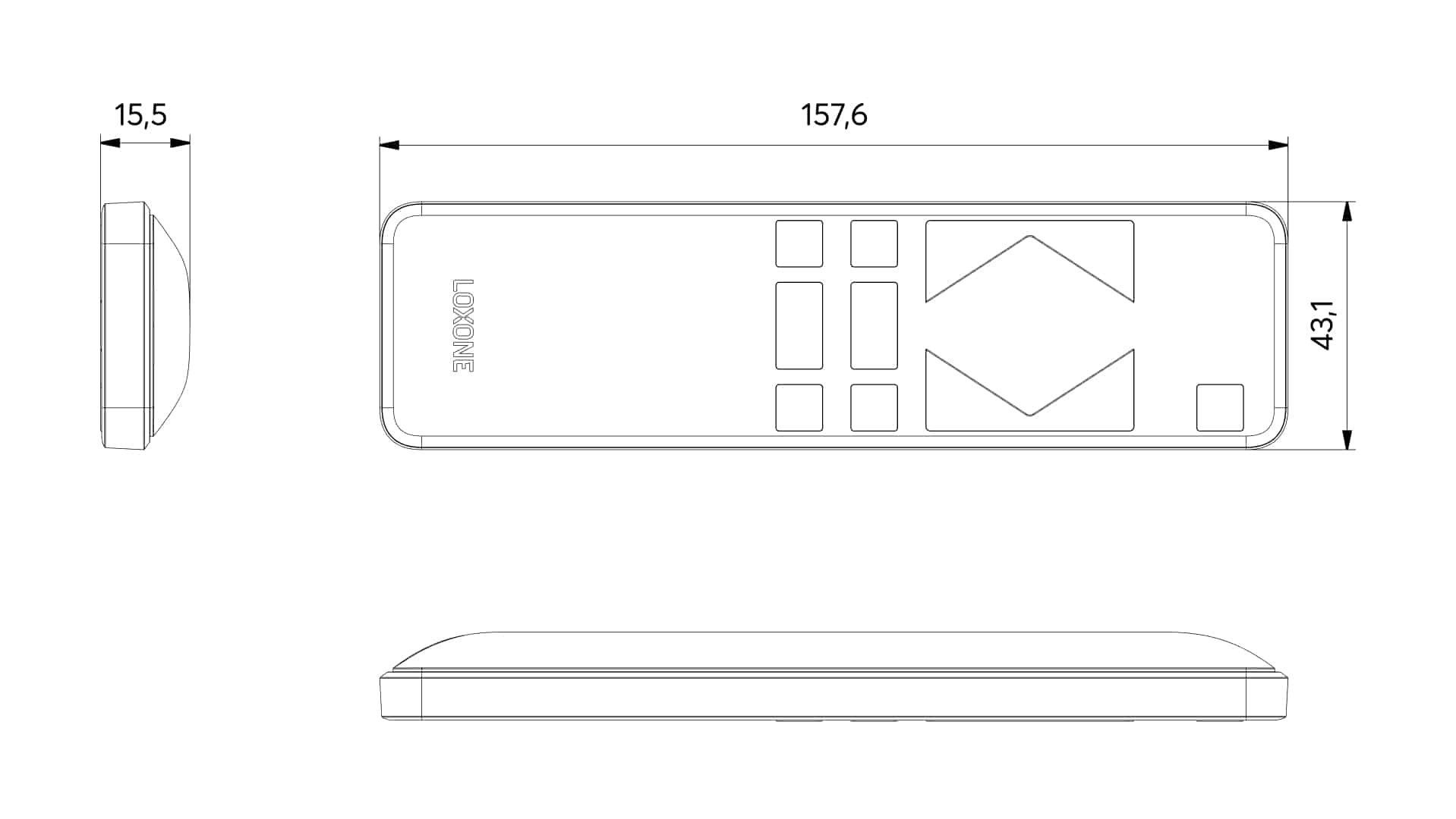 Produktmaßzeichnung Loxone Remote Air Weiß
