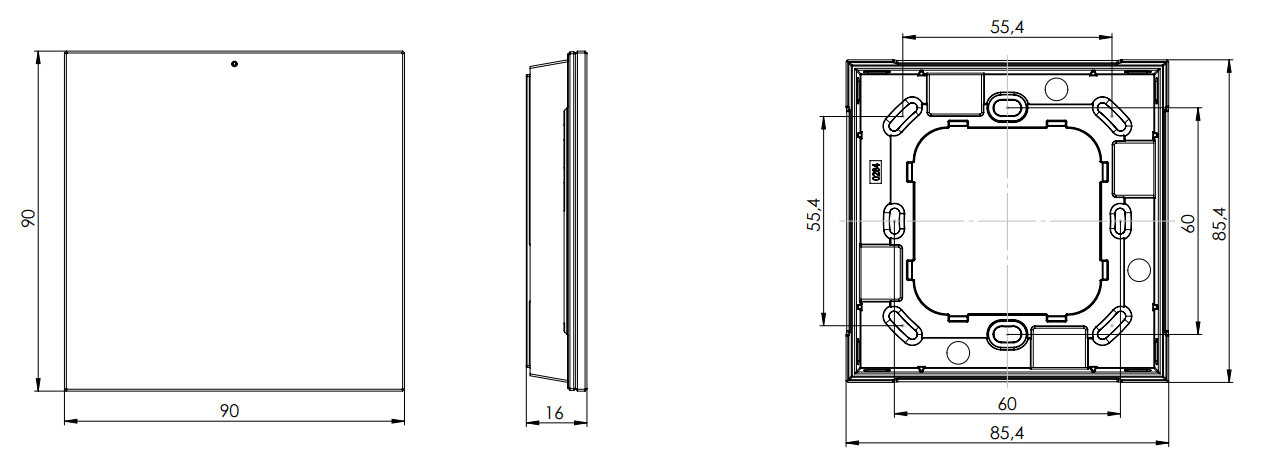 Maßzeichnung Loxone Touch Pure Display Air